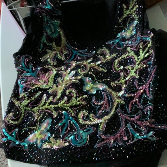 Simon Chang Top Large Black Multicolor Butterflies - Picture 7 of 7